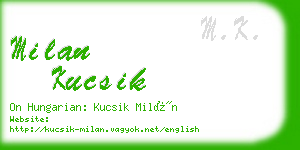 milan kucsik business card